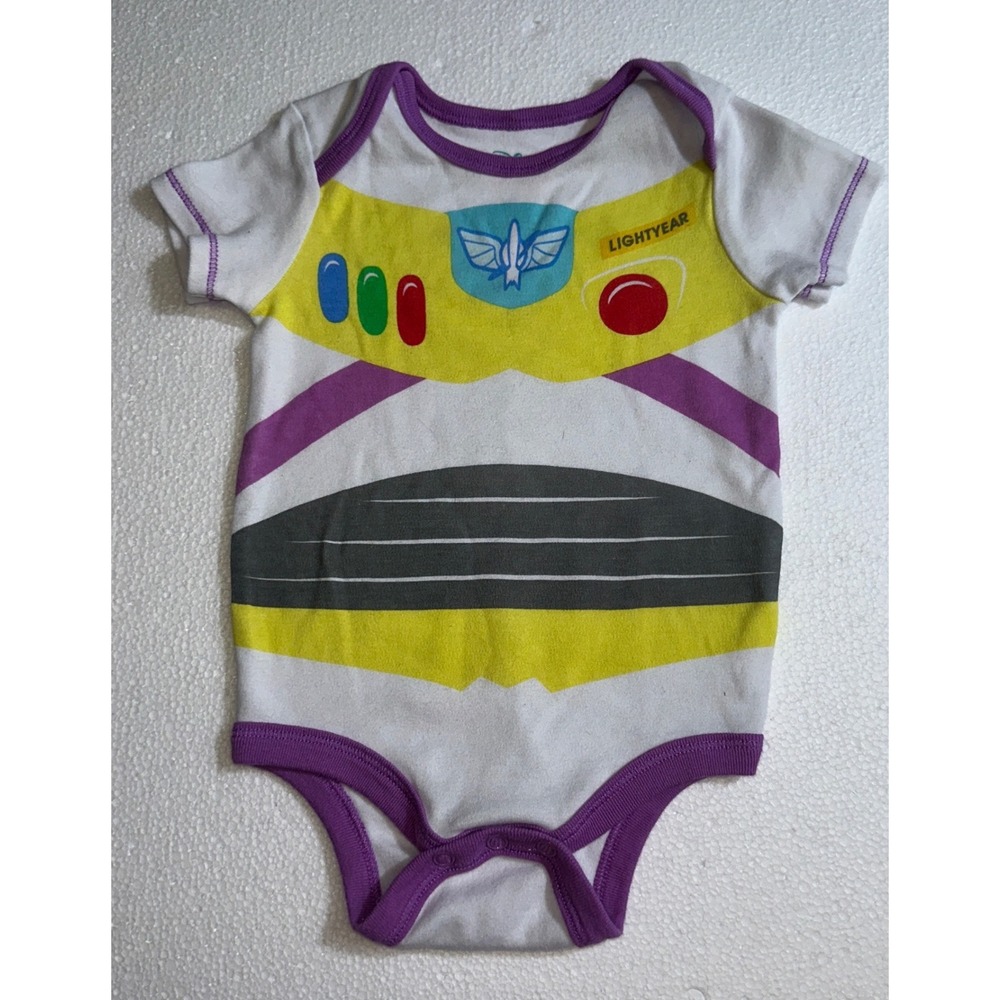 Disney Baby Buzz Lightyear Toy Story Graphic Bodysuit White‎ Purple 12M